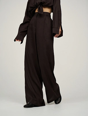 Коричневые женские брюки из крапивы прямого силуэта крапива Hass