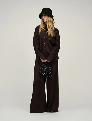 Коричневая женская рубашка с полуоткрытой спинкой крапива Hass