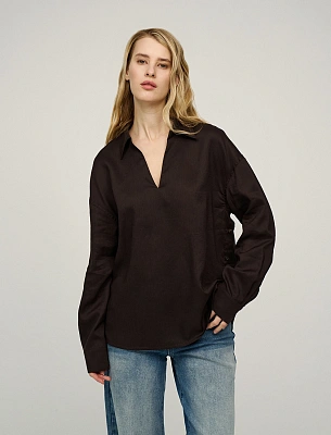 Коричневая женская блузка с воротником из крапивы крапива Hass