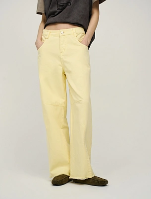 Джинсы-баррель женские лимонные хлопок Hass