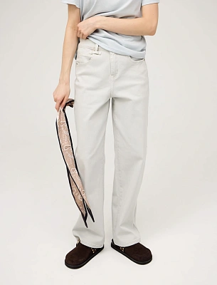 Серые женские зауженные джинсы с платком хлопок Hass