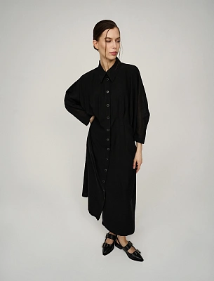 Черное женское Платье-рубашка хлопок Hass