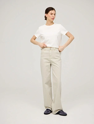 Бежевые женские базовые джинсы хлопок Hass