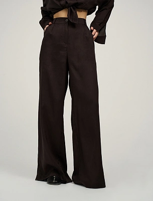 Коричневые женские брюки из крапивы прямого силуэта крапива Hass