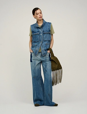 Синие женские джинсы "Контрастные карманы" хлопок Hass