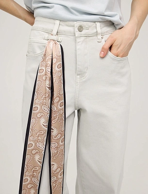 Серые женские зауженные джинсы с платком хлопок Hass