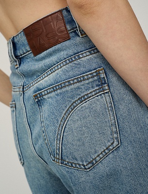 Синие женские джинсы "Контрастные карманы" хлопок Hass