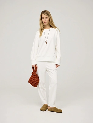 Белые женские зауженные брюки из хлопка  Hass