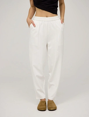 Белые женские зауженные брюки из хлопка  Hass