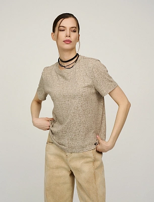 Бежевая женская футболка с булавкой хлопок Hass