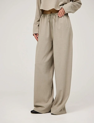 Базовые женские бежевые брюки из хлопка хлопок Hass