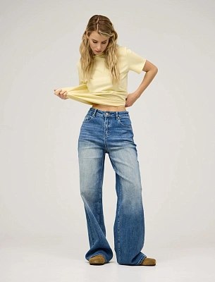 Синие женские базовые джинсы с градиентом хлопок Hass