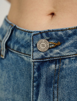 Синие женские джинсы "Контрастные карманы" хлопок Hass