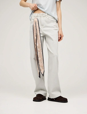 Серые женские зауженные джинсы с платком хлопок Hass