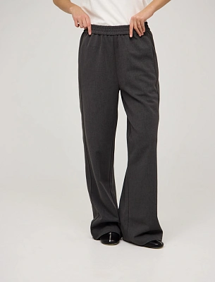 Серые женские широкие брюки с кантом хлопок Hass