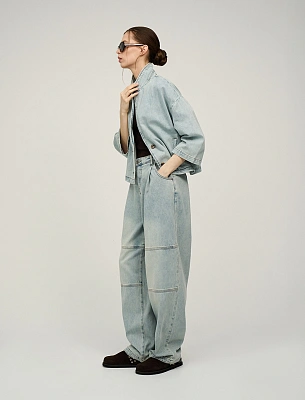 Голубой женский жакет из денима хлопок Hass