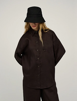 Коричневая женская рубашка с полуоткрытой спинкой крапива Hass