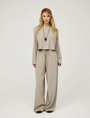 Базовые женские бежевые брюки из хлопка хлопок Hass