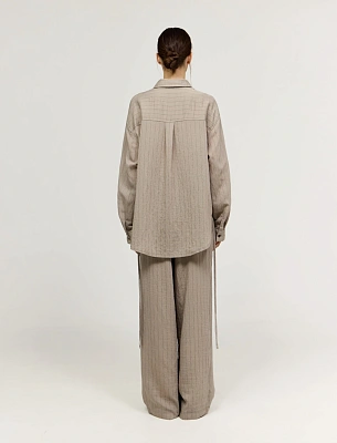 Бежевые женские брюки в полоску  хлопок Hass